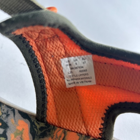 Merrel Olive Green Orange Canvas Rubber Outsole Sandals size 7 - Picture 15 of 16